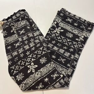 Cali 1850 Womens  Linen Blend Pants Elasticic Waist Beachy Boho Festival Size L